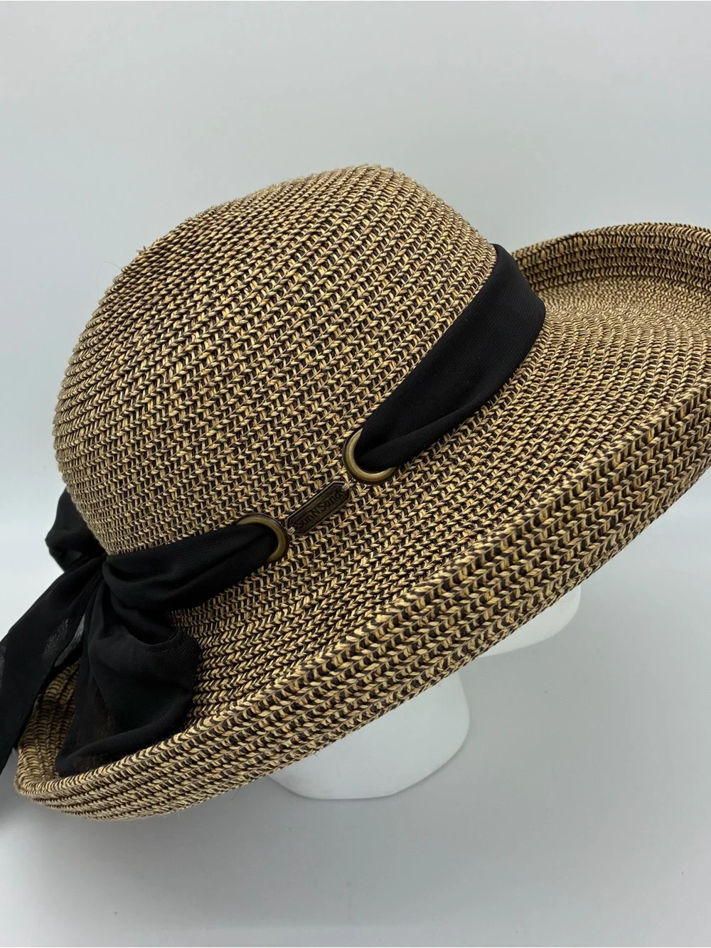 Sun N Sand Wide Brim Sun Hat UPF 50+ Brown & Black Bow